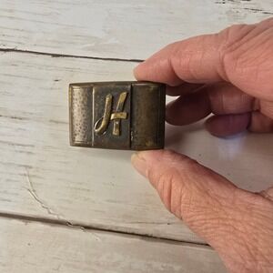 Vintage Hickok USA Master Plate Belt Buckle Initial H Brass Tone Mid Century